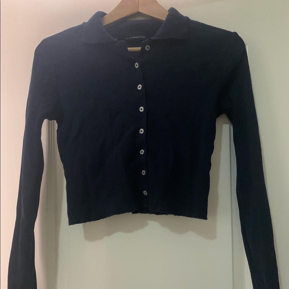 Navy Blue Cropped Long Sleeve
